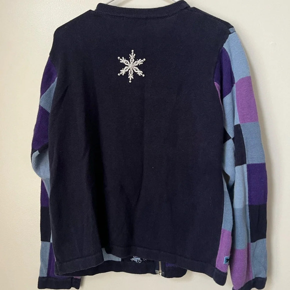 B. P. Design Womens Winter Design Snowman Holiday Zip Up Sweater - Picture 4 of 4